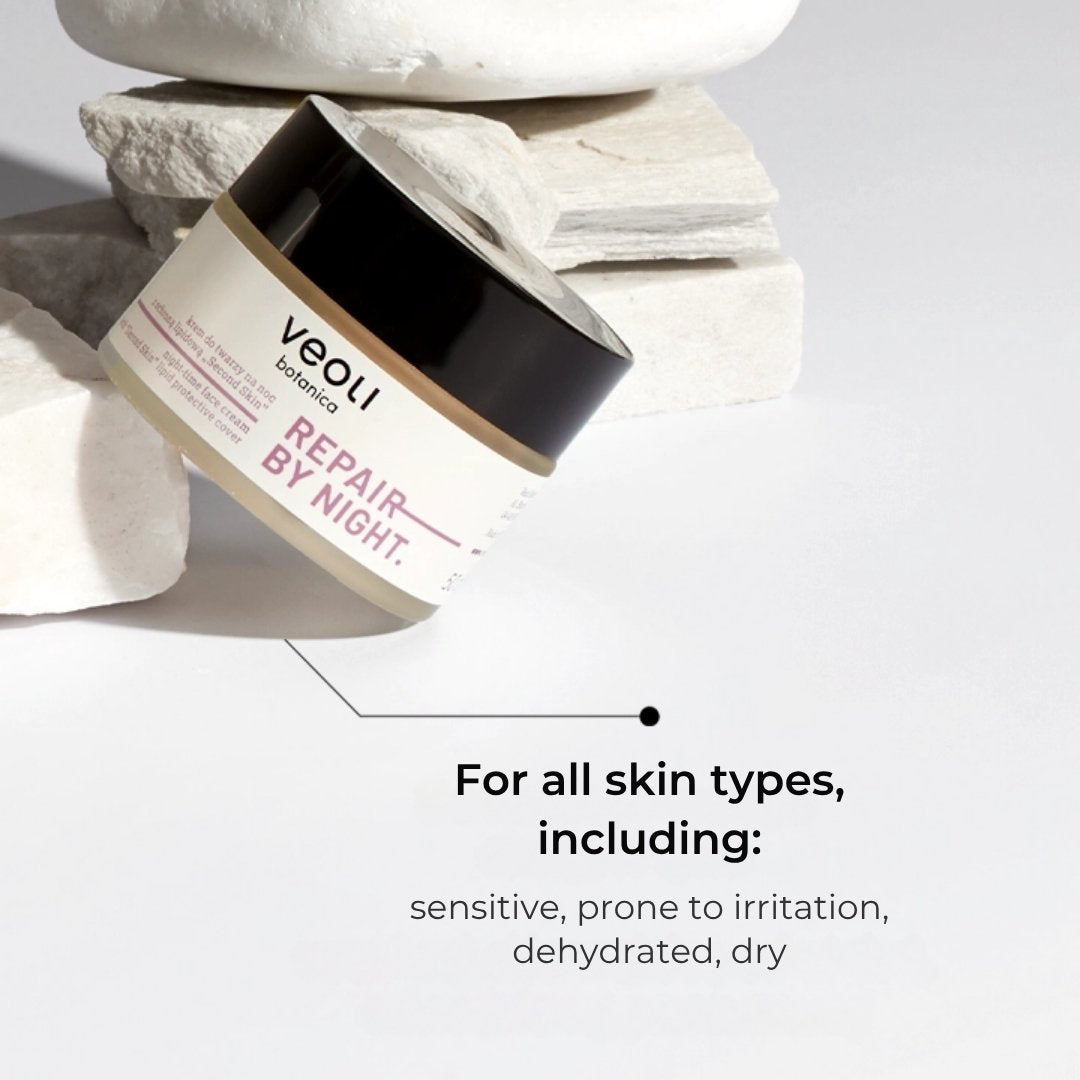 REPAIR BY NIGHT night - time face cream with 'Second Skin' lipid protective cover 50ml - Veoli Botanica - Vesa Beauty