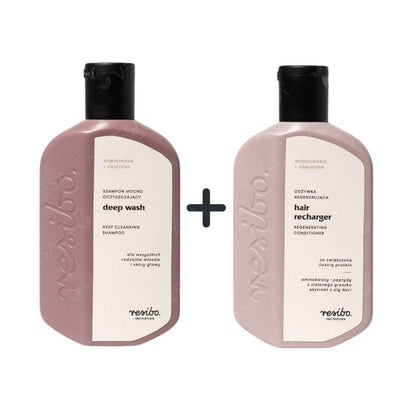 Resibo Set: Deep Wash Cleansing Shampoo + Hair Recharger Conditioner 2x250ml - Resibo - Vesa Beauty