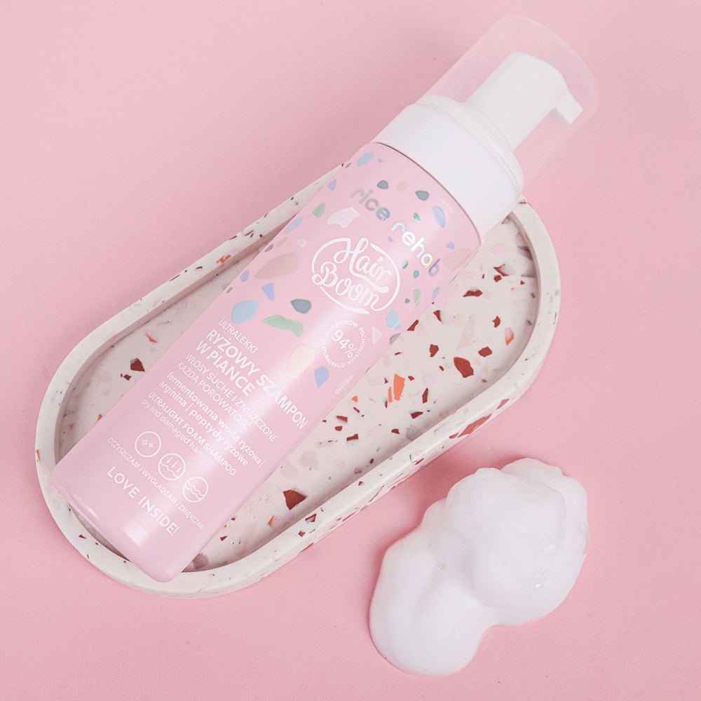 RICE REHAB Ultralight Foam Shampoo for dry & damaged hair 200ml - HairBoom - Vesa Beauty