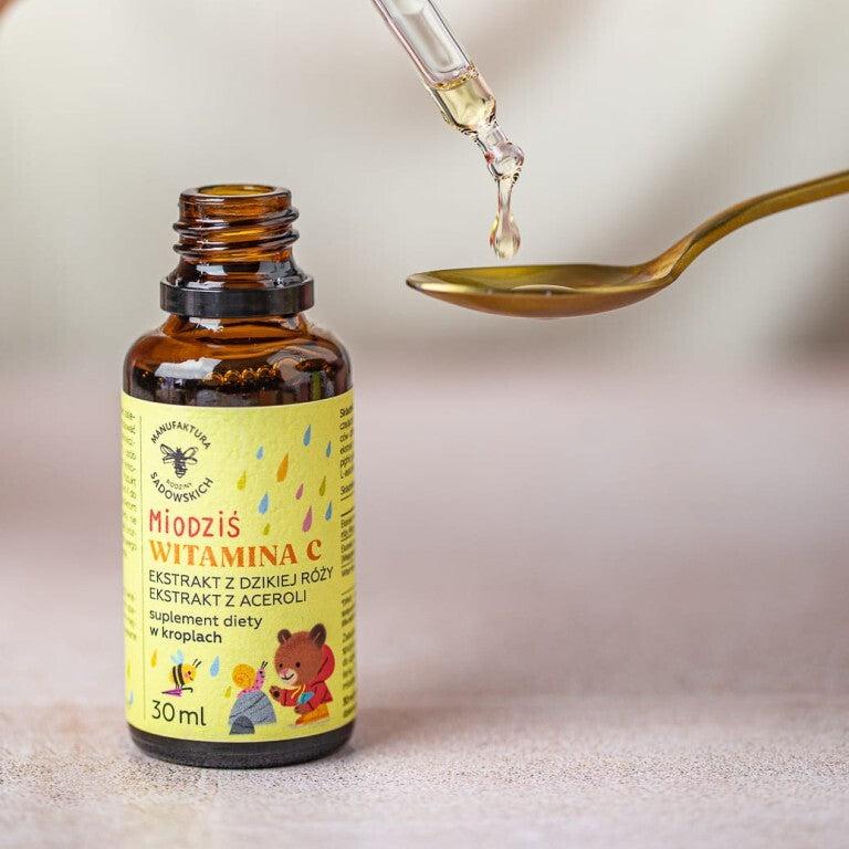 Sadowski Bee Gardens Drops Vitamin C for Kids - Honey Bear 30ml - Pasieki Sadowskich - Vesa Beauty