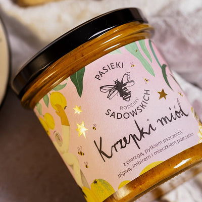 Sadowski Bee Gardens Honey with beebread, pollen, quince, ginger and royal jelly 410g - Pasieki Sadowskich - Vesa Beauty