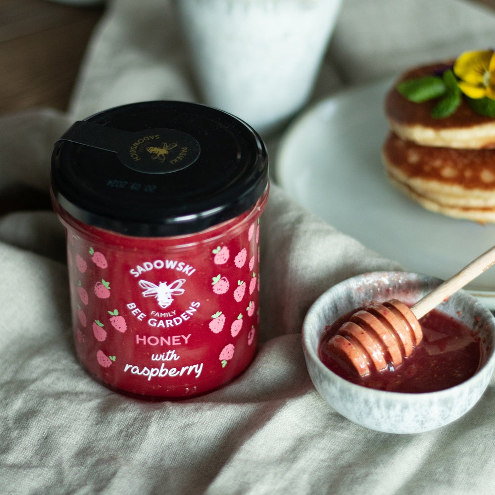 Sadowski Bee Gardens Honey with Raspberry 430g - Pasieki Sadowskich - Vesa Beauty