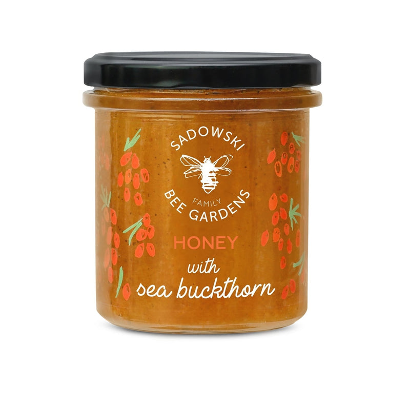 Sadowski Bee Gardens Honey with Sea Buckthorn 430g - Pasieki Sadowskich - Vesa Beauty