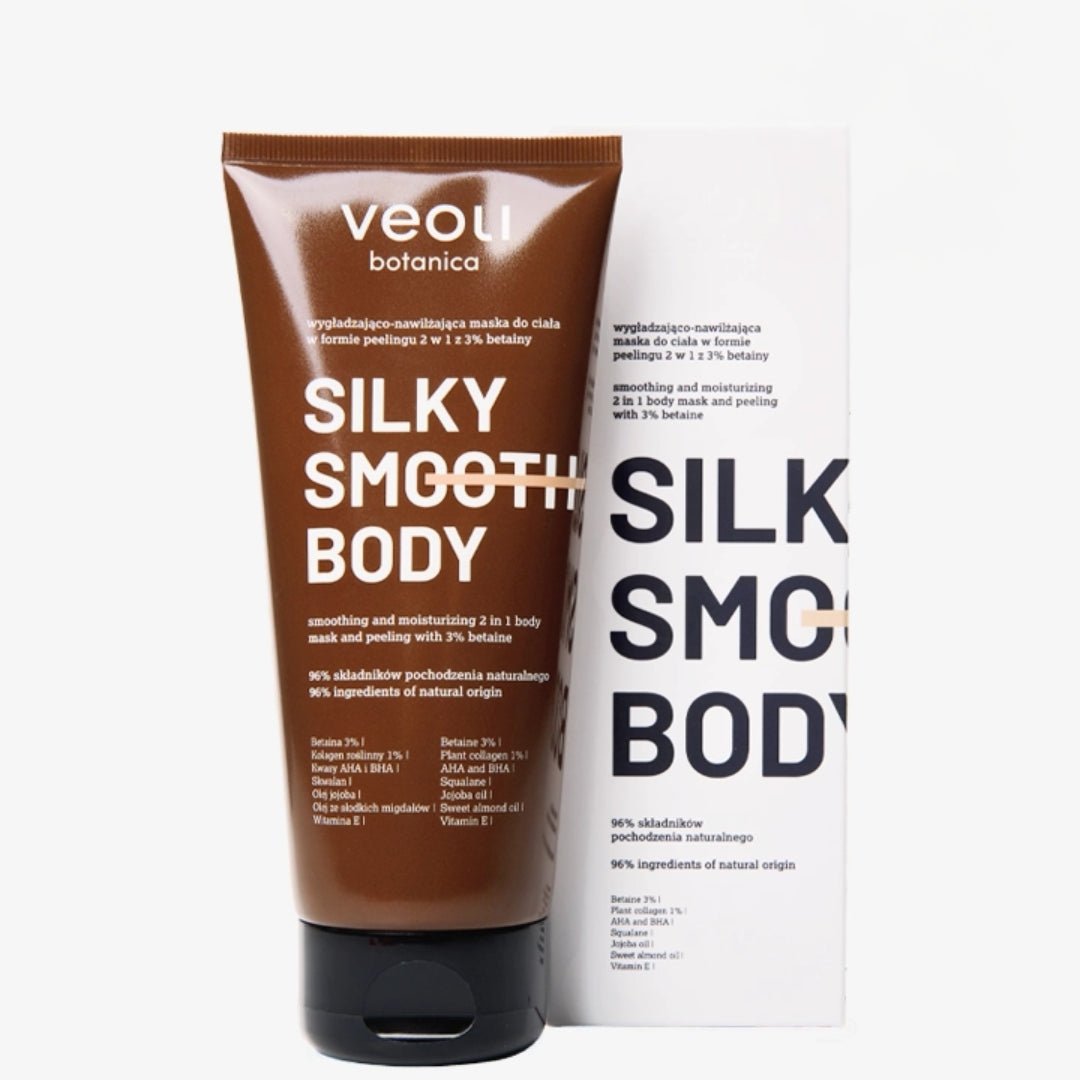 SILKY SMOOTH BODY Smoothing and moisturizing 2in1 Body Mask and Peeling with 3% betaine 180ml - Veoli Botanica - Vesa Beauty