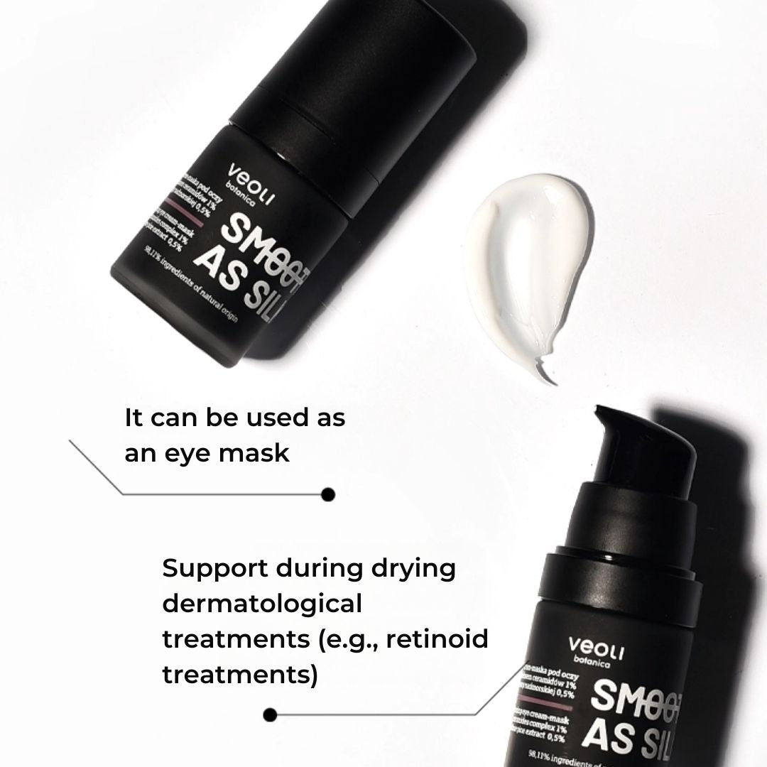 SMOOTH AS SILK repairing & firming eye cream - mask with trehalose 5%, ceramides complex 1%, maritime pine extract 0.5% 15ml - Veoli Botanica - Vesa Beauty