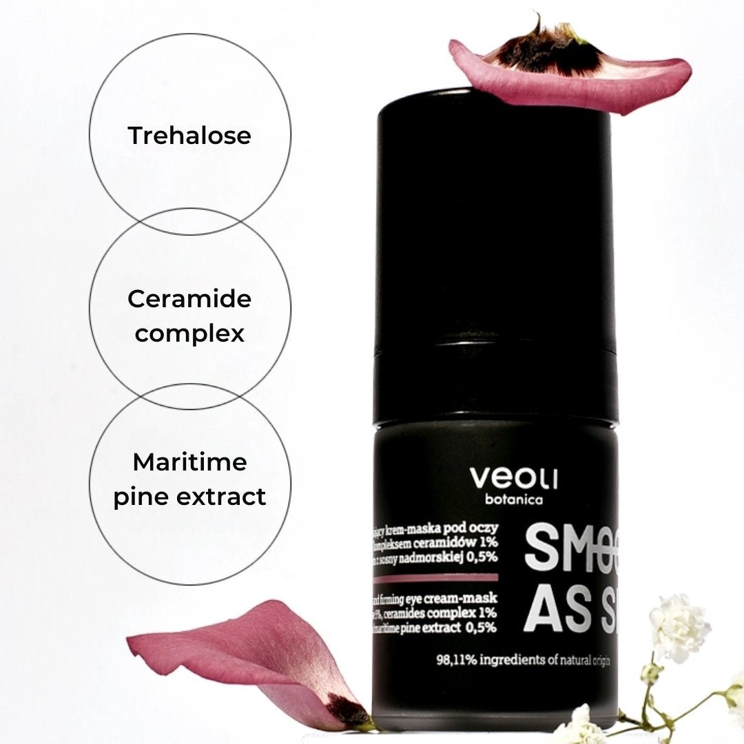 SMOOTH AS SILK repairing & firming eye cream - mask with trehalose 5%, ceramides complex 1%, maritime pine extract 0.5% 15ml - Veoli Botanica - Vesa Beauty