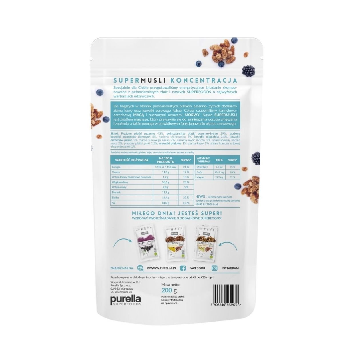 Super Muesli Focus 200g - Purella Superfoods - Vesa Beauty