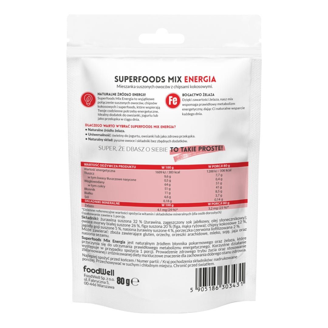 Superfoods MIX - Energy - Source of iron & fiber 80g - Purella Superfoods - Vesa Beauty