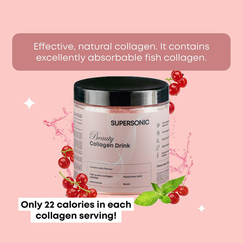 SUPERSONIC Collagen Beauty Drink - Currant - mint flavour 185g - SUPERSONIC - Vesa Beauty