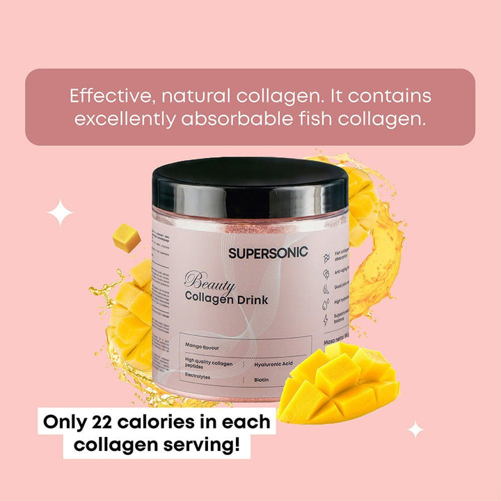 SUPERSONIC Collagen Beauty Drink - Mango flavour 185g - SUPERSONIC - Vesa Beauty