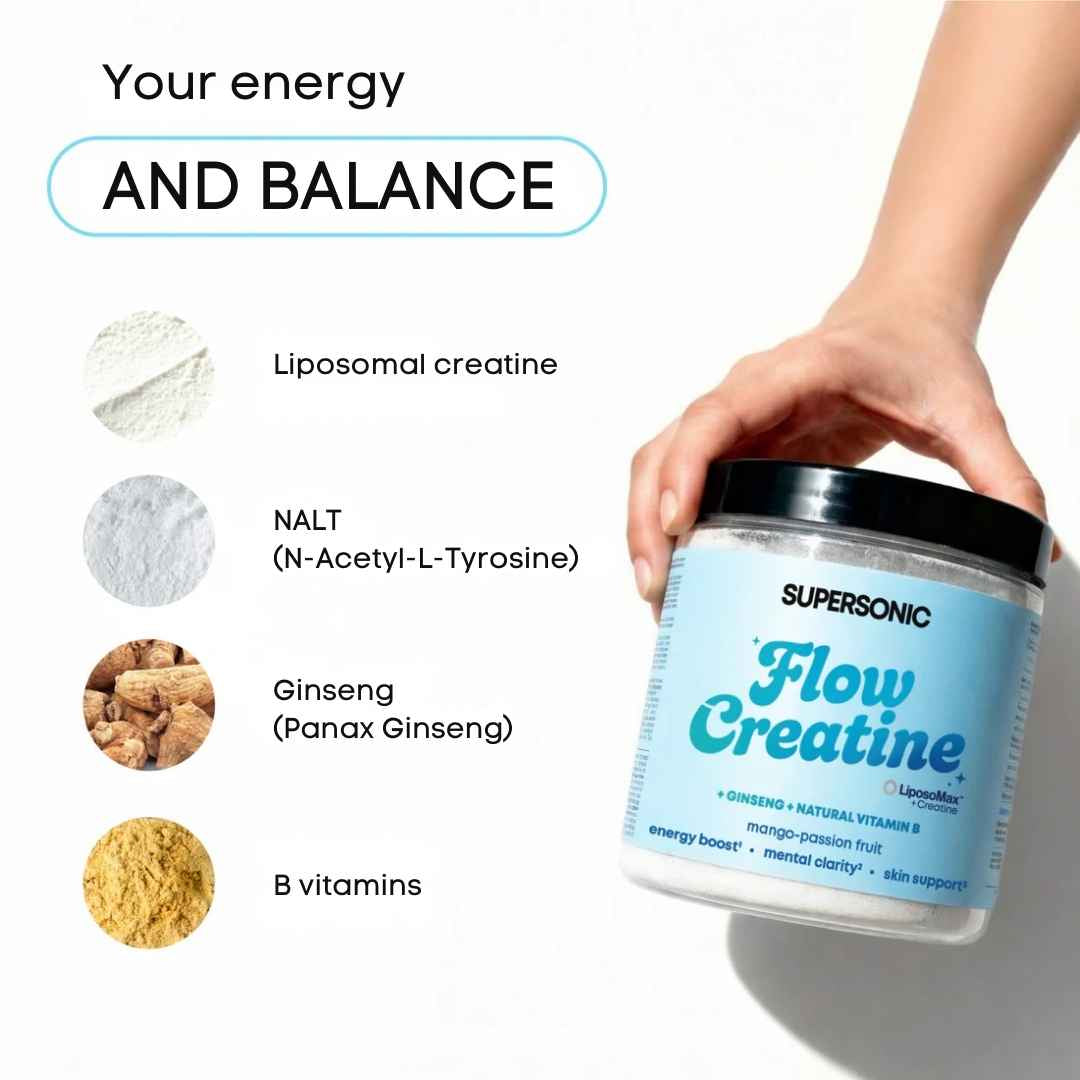 Natural Cosmetics SUPERSONIC Flow Creatine +Ginseng +Natural Vitamin B - Mango-Passion Fruit 150g