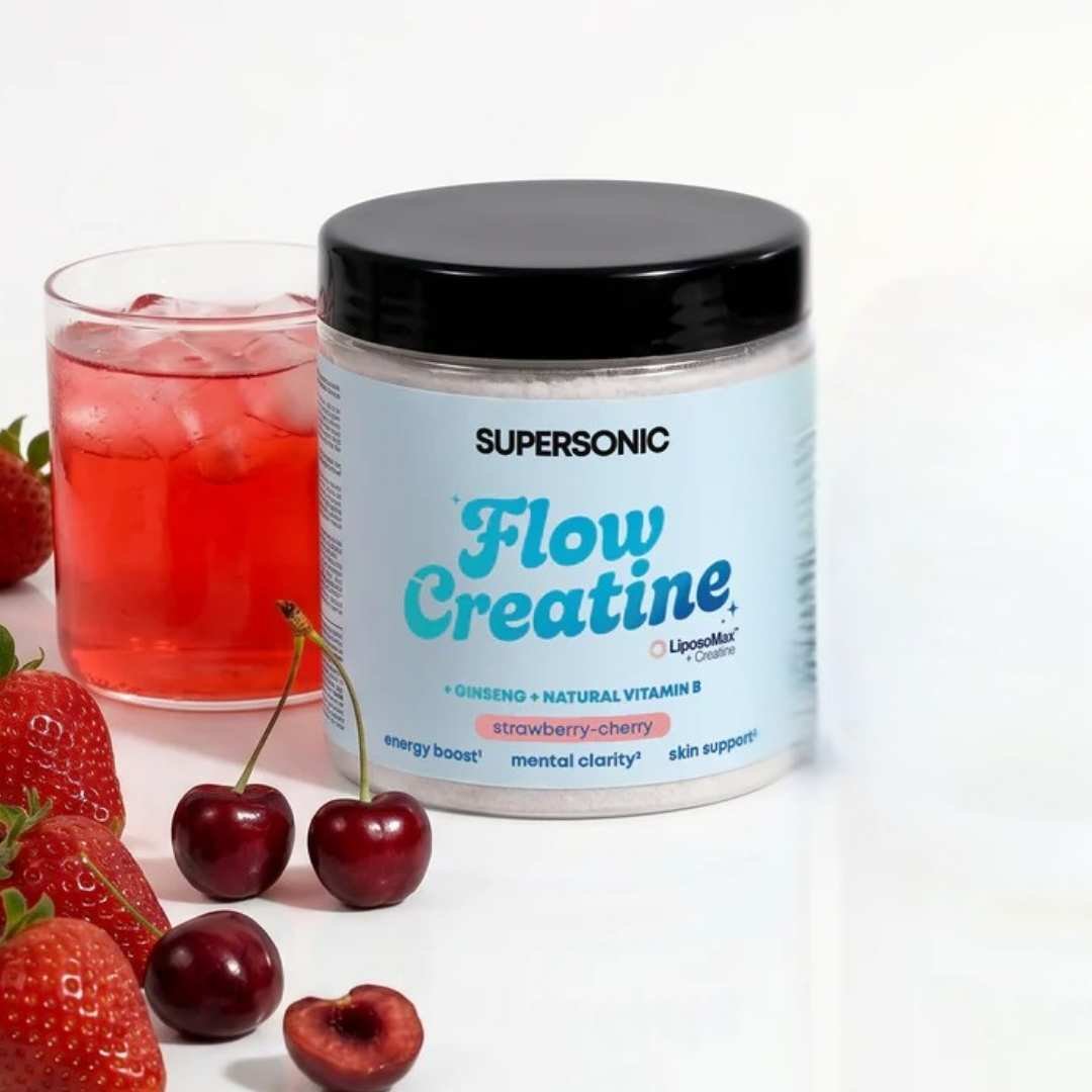 SUPERSONIC Flow Creatine +Ginseng +Natural Vitamin B - Strawberry-Cherry 150g - SUPERSONIC - Vesa Beauty
