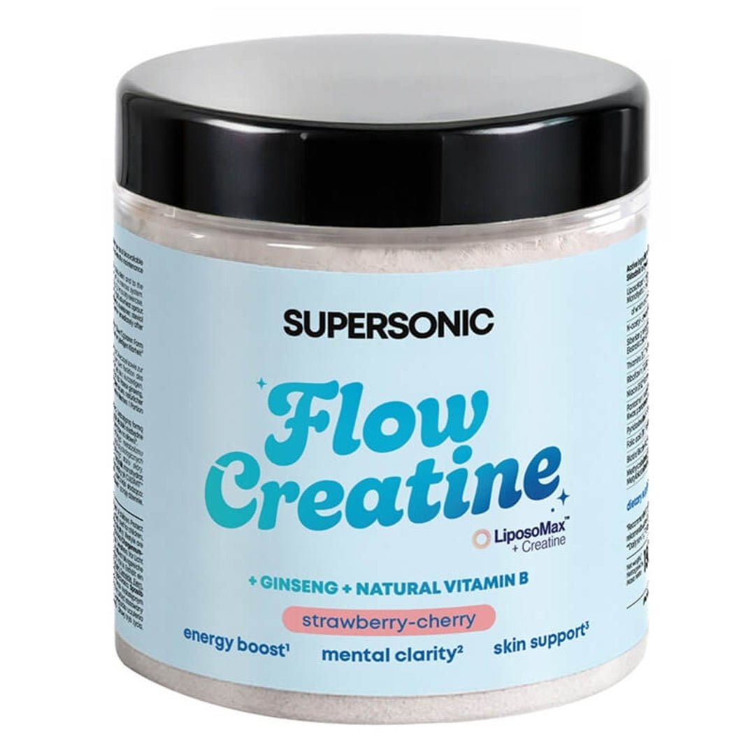 SUPERSONIC Flow Creatine +Ginseng +Natural Vitamin B - Strawberry-Cherry 150g - SUPERSONIC - Vesa Beauty