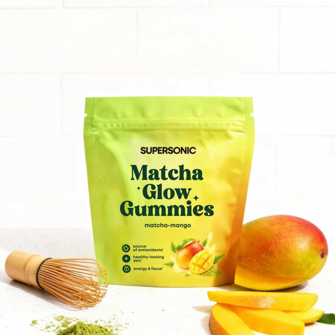 Natural Cosmetics SUPERSONIC Matcha Glow Gummies - Matcha-Mango 90g  | support for skin health & energy