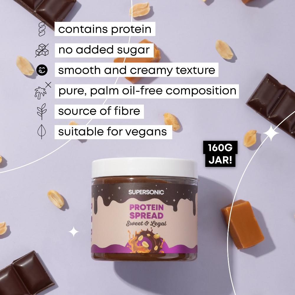 SUPERSONIC Nut Spread with flavour of Chocolate and Caramel with nut pieces 160g - SUPERSONIC - Vesa Beauty