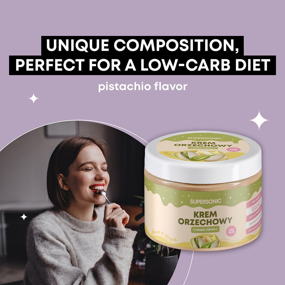 SUPERSONIC Peanut spread with pistachio flavour LOW CARB 250g - SUPERSONIC - Vesa Beauty