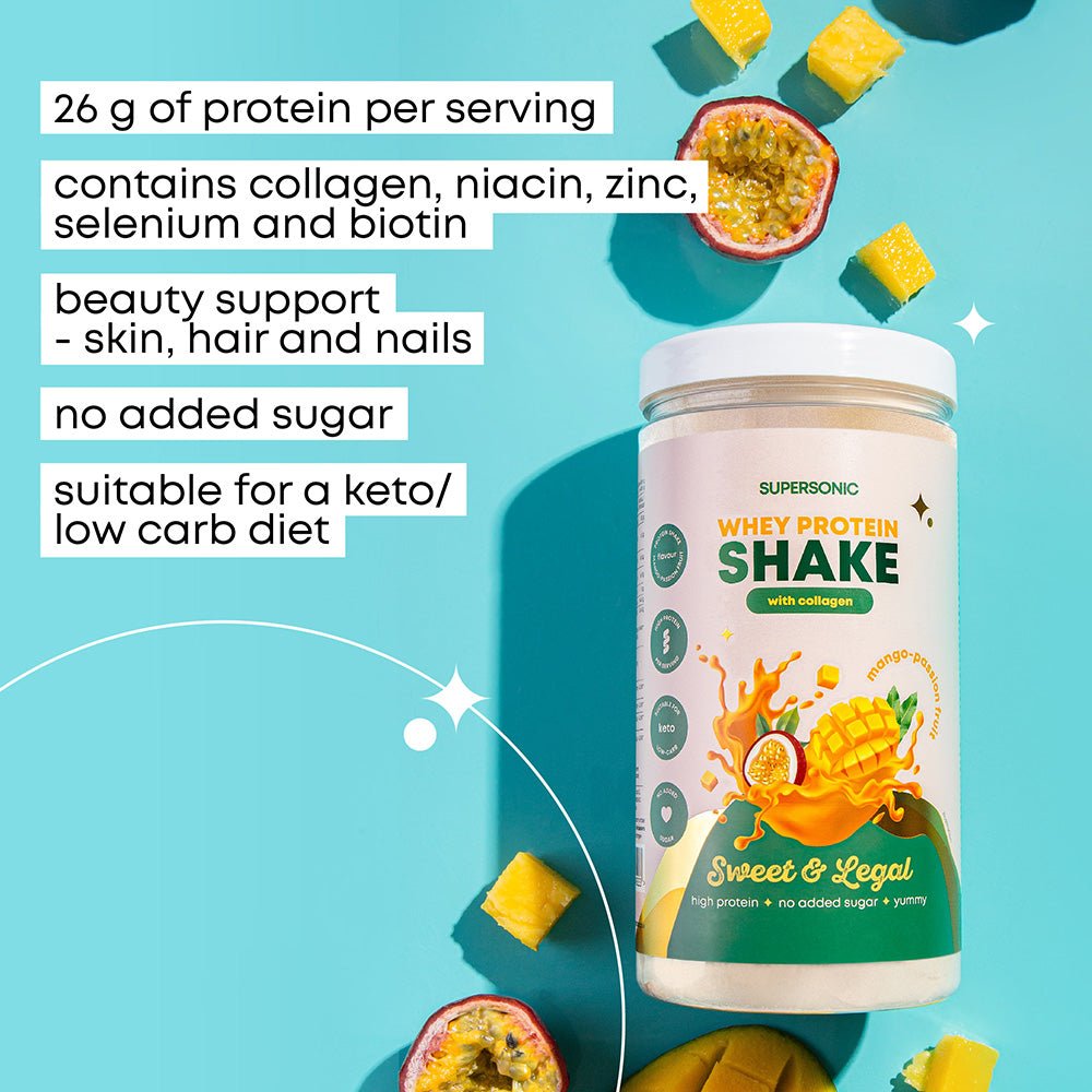 SUPERSONIC Whey Protein SHAKE with collagen - Mango - Passion Fruit KETO 560g - SUPERSONIC - Vesa Beauty