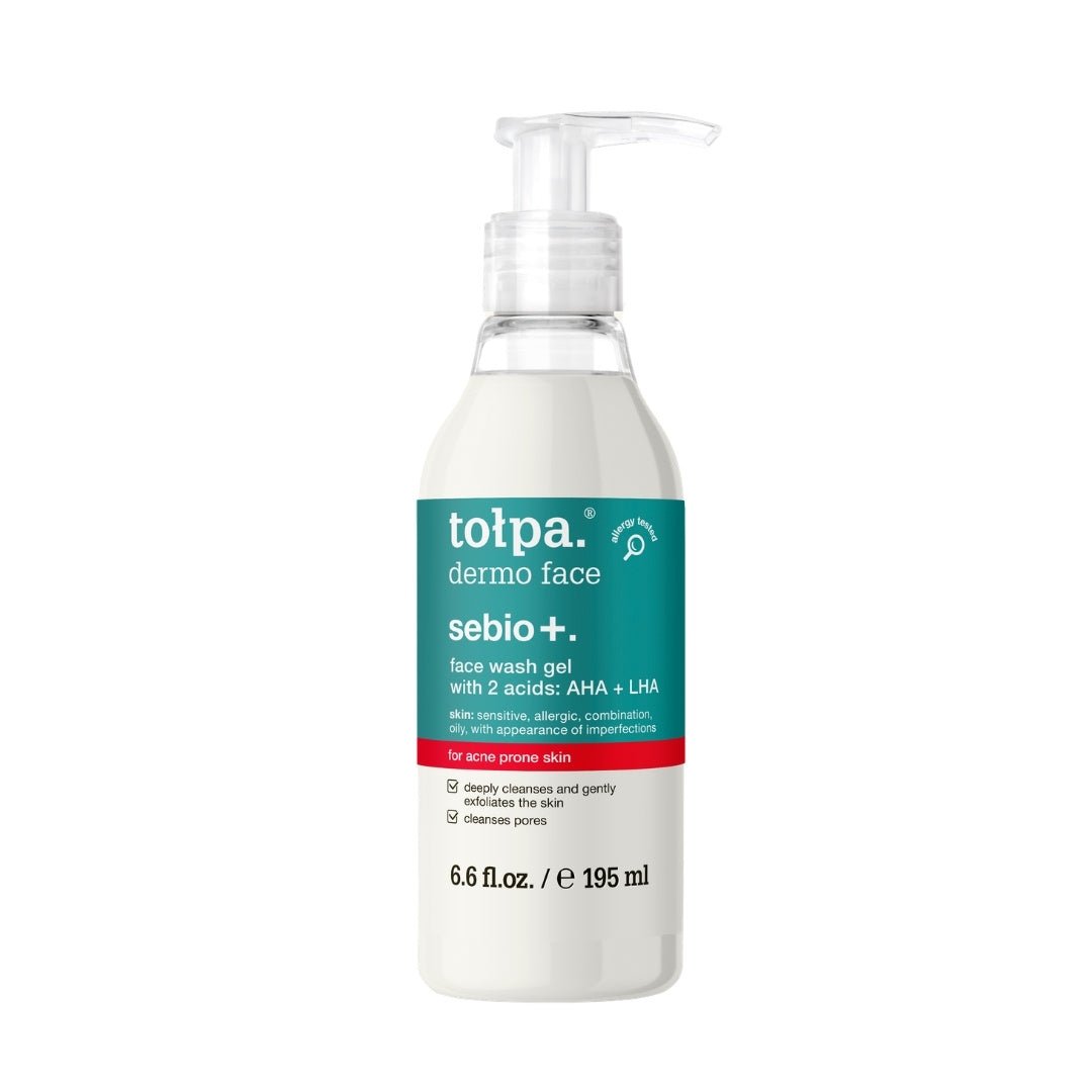 Tołpa dermo face sebio+. face wash gel with 2 acids: AHA + LHA 195ml - Tołpa - Vesa Beauty