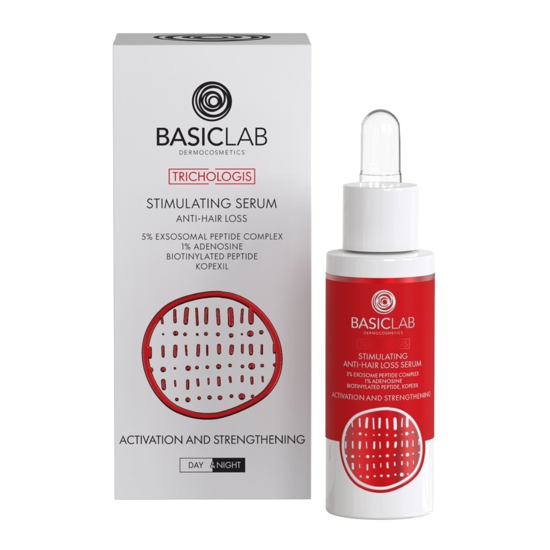 TRICHOLOGIS Stimulating Serum anti - hair loss, 5% Exosomal Peptide Complex, 1% Adenosine, Biotinylated peptide 30ml - BasicLab - Vesa Beauty