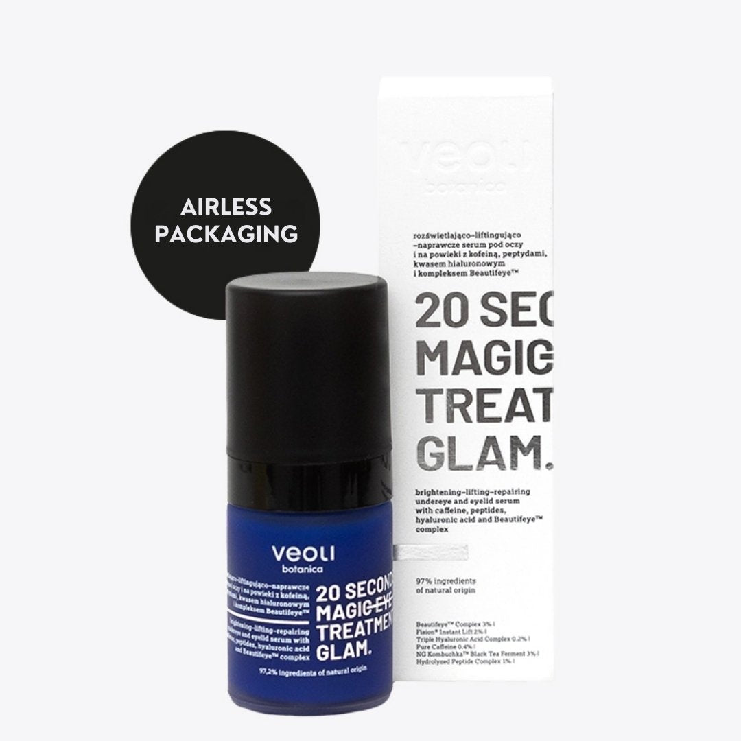 Natural Cosmetics 20 SECONDS MAGIC EYE TREATMENT GLAM brightening-lifting-repairing undereye & eyelid serum with caffeine, peptides, hyaluronic acid & Beautifeye™ complex 15ml