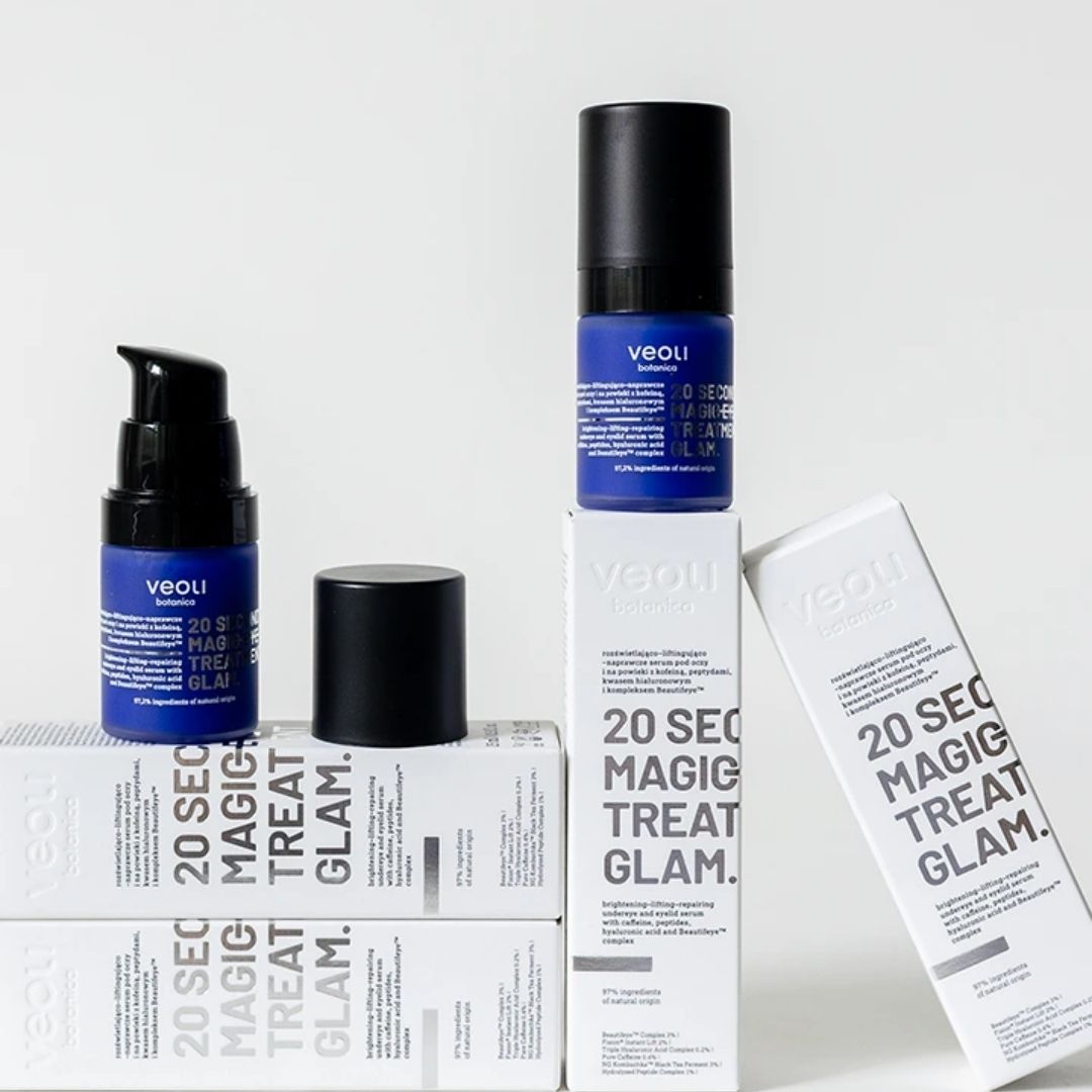 Natural Cosmetics 20 SECONDS MAGIC EYE TREATMENT GLAM brightening-lifting-repairing undereye & eyelid serum with caffeine, peptides, hyaluronic acid & Beautifeye™ complex 15ml
