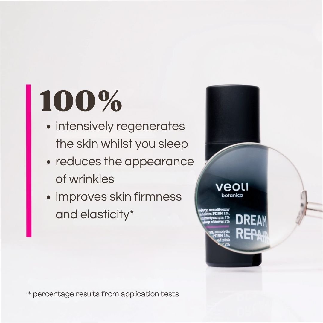 Veoli Botanica DREAM REPAIR Regenerating &amp; smoothing senolytic night cream with 1% vegan PDRN, 1% biomimetic peptide, 2% pink mallow flower extract 30ml - Veoli Botanica - Vesa Beauty
