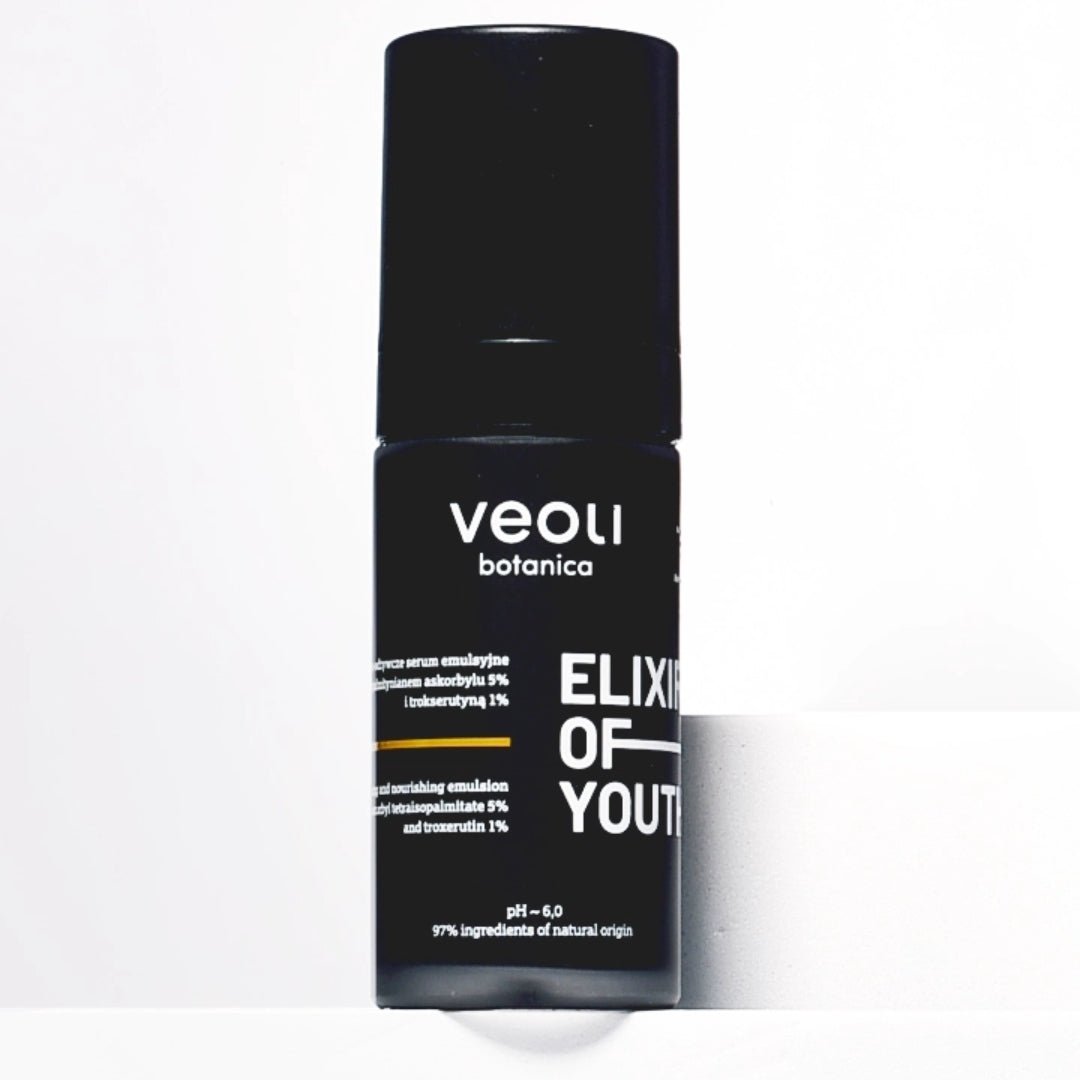 Veoli Botanica ELIXIR OF YOUTH Brightening & nourishing emulsion serum with ascorbyl tetraisopalmitate 5% & troxerutin 1% 30ml - Veoli Botanica - Vesa Beauty