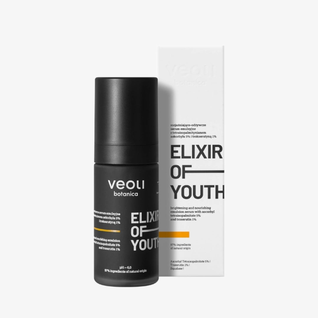 Veoli Botanica ELIXIR OF YOUTH Brightening & nourishing emulsion serum with ascorbyl tetraisopalmitate 5% & troxerutin 1% 30ml - Veoli Botanica - Vesa Beauty