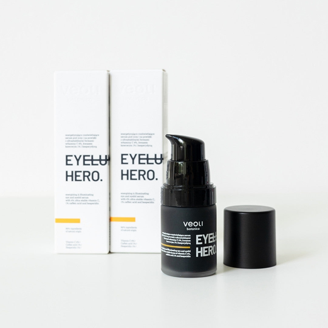 Natural Cosmetics EYELUMINATE HERO energizing & illuminator eye & eyelid serum with 4% ultra-stable vitamin C, 1% caffeic acid & hesperidin 15ml