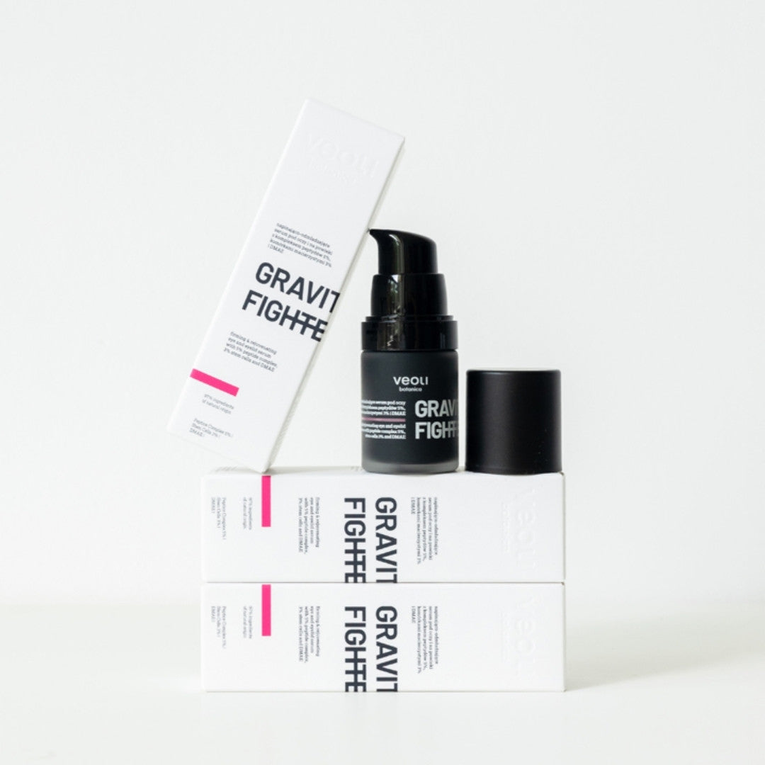 Natural Cosmetics GRAVITY FIGHTER firming & rejuvenating eye & eyelid serum with 5% peptide complex, 3% stem cells & DMAE 15ml