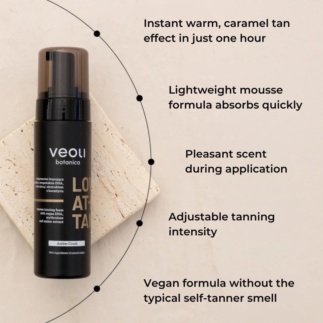 Natural Cosmetics LOVE AT FIRST TAN AMBER CRUSH Express Tanning Foam with vegan DHA, erythrulose and amber extract 200ml