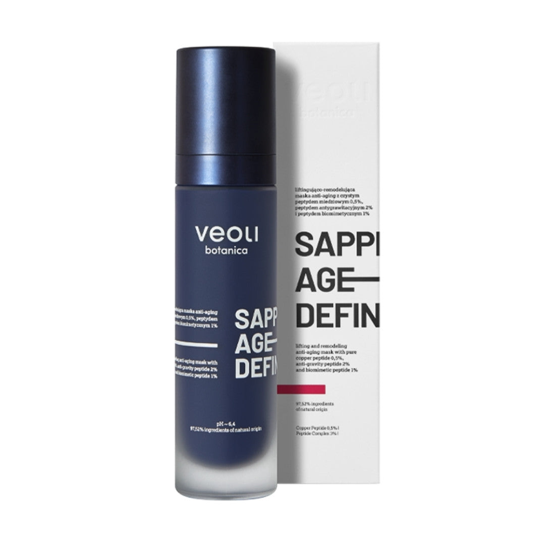 Natural Cosmetics Veoli Botanica SAPPHIRE AGE-DEFINER Lifting & Remodelling anti-aging Mask with pure copper peptide 0.5%, anti-gravity peptide 2% & biomimetic peptide 1% 50ml