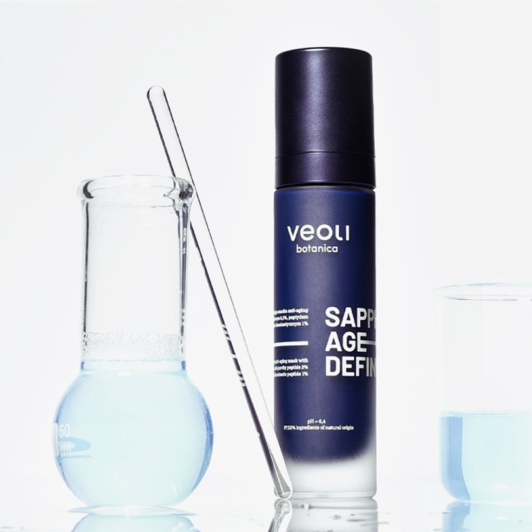 Natural Cosmetics Veoli Botanica SAPPHIRE AGE-DEFINER Lifting & Remodelling anti-aging Mask with pure copper peptide 0.5%, anti-gravity peptide 2% & biomimetic peptide 1% 50ml