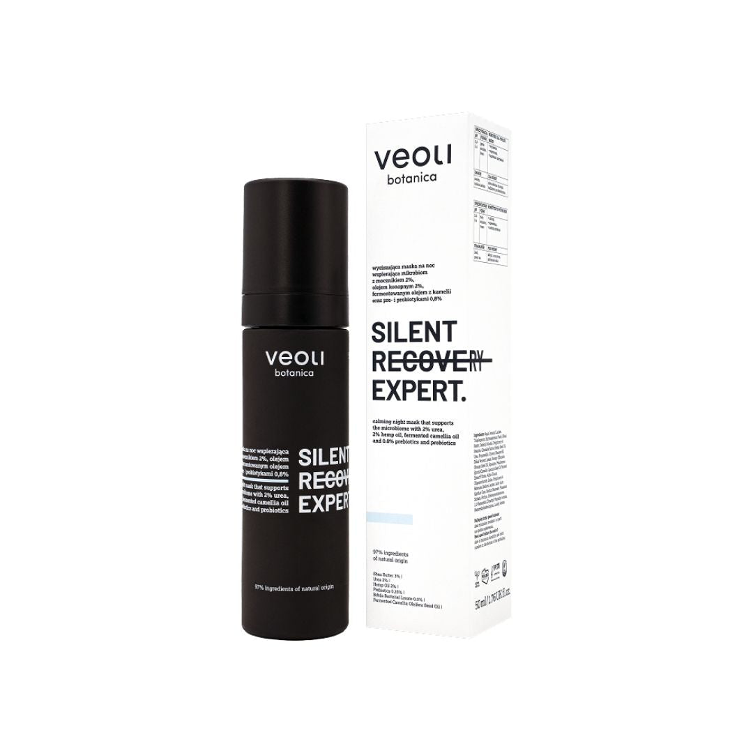 Veoli Botanica SILENT RECOVERY EXPERT calming night mask supporting the microbiome with 2% urea, 2% hemp oil, fermented camellia oil, 0.8% prebiotics & probiotics 50ml - Veoli Botanica - Vesa Beauty