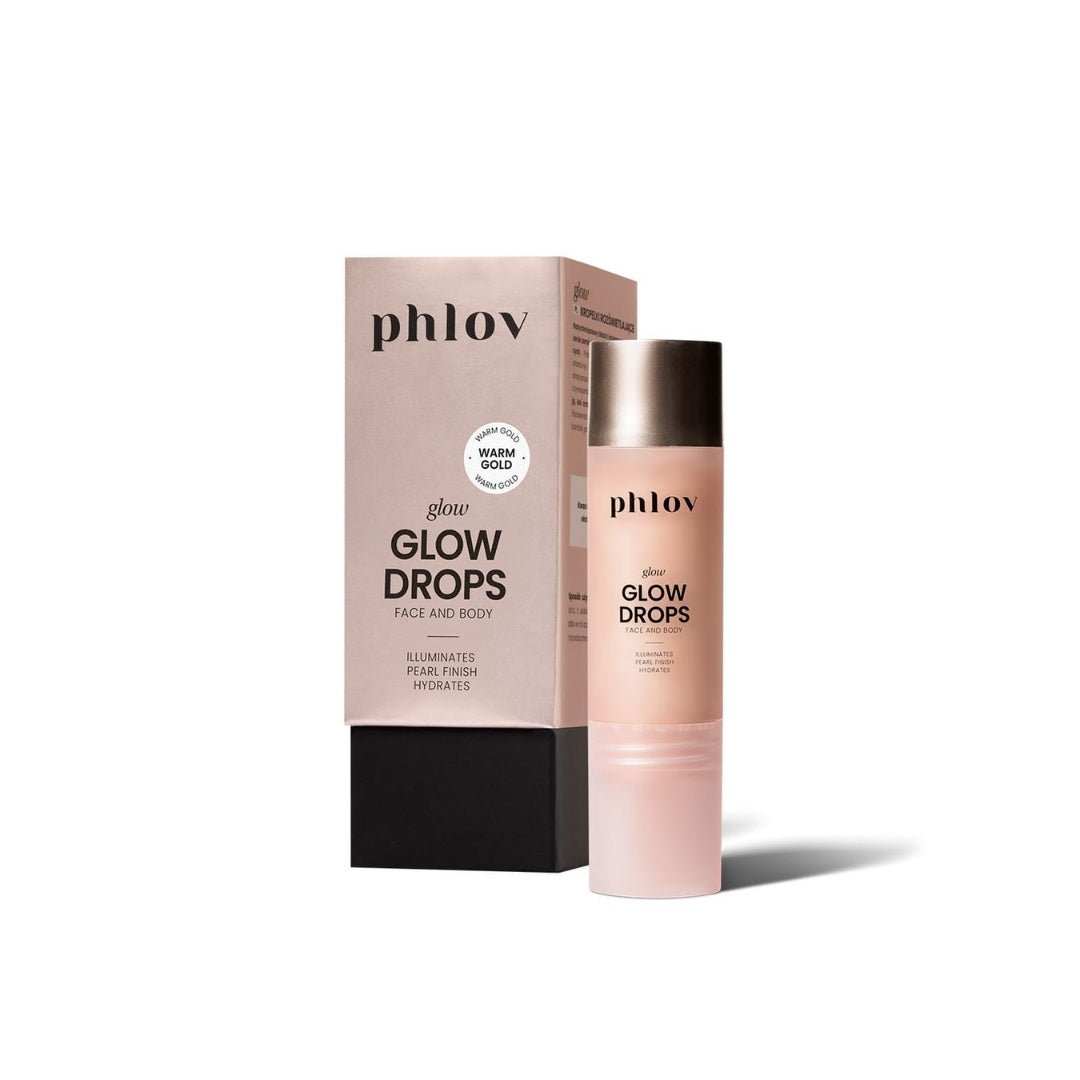 warm gold GLOW DROPS for face & body 15ml - Phlov - Vesa Beauty