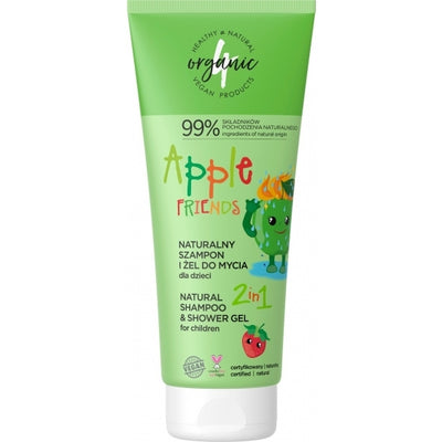 Natural Cosmetics 4Organic Shampoo and Cleansing Gel 2in1 APPLE Friends 3+ 200ml