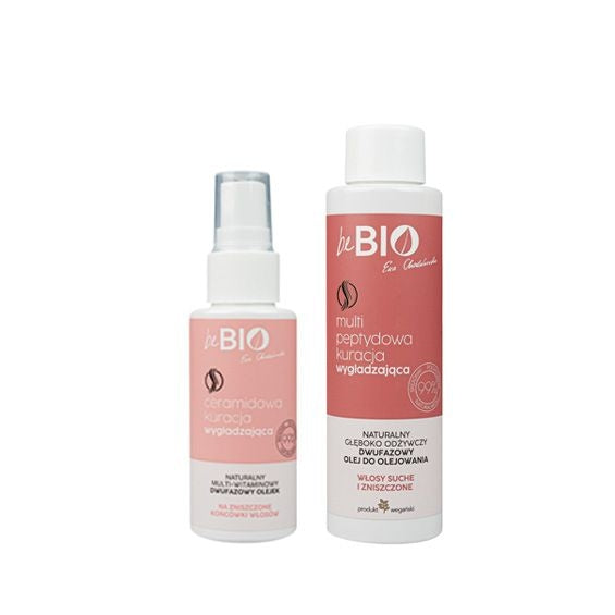BeBio Hair Smoothing Set: hair oil 100ml and multi-vitamin hair ends oil 50ml - VESA UK
